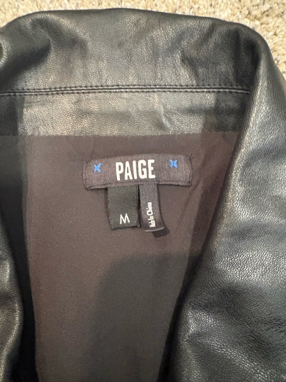 PAIGE Belize Faux  Leather Shacket Black Medium - Picture 4 of 5